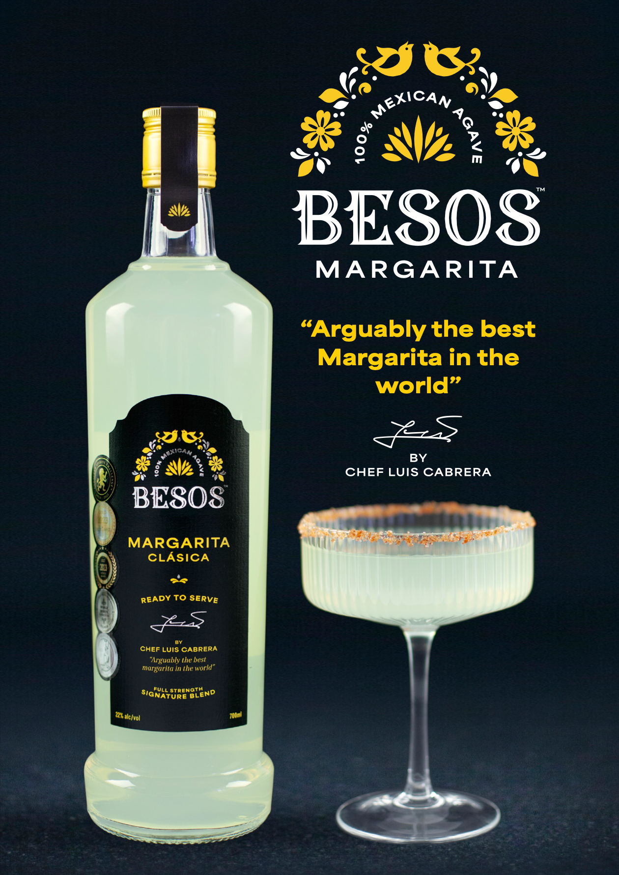 Besos Margarita Ready to serve Classica 700ml 22% alc/vol